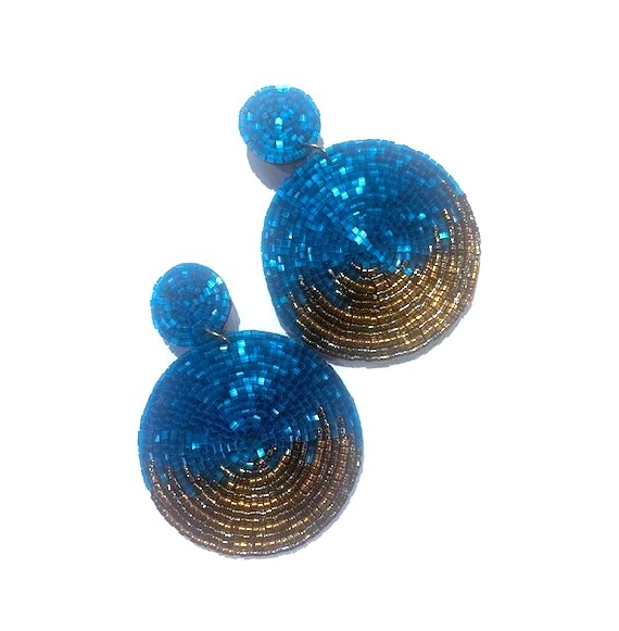 BOUCLE D'OREILLE CLEOPATRE BLEU ROI