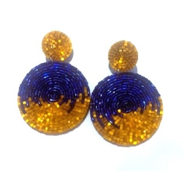 BOUCLE D'OREILLE CLEOPATRE BLEU ROI/OR