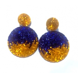 BOUCLE D'OREILLE CLEOPATRE BLEU ROI/OR