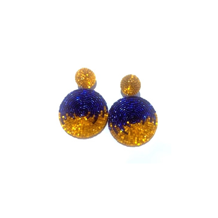 BOUCLE D'OREILLE CLEOPATRE BLEU ROI/OR